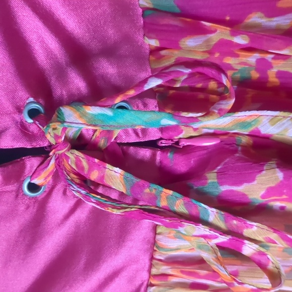 LE CHATEAU* cotton blend size S halter style tie back corset back zip back maxi - Picture 7 of 12